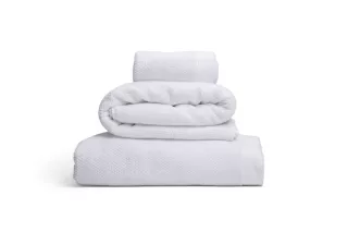 Linda Puuvilla-pellavapyyhe Valkoinen