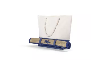 Rantakassi Ja Bambumatto Luonnonvalkoinen