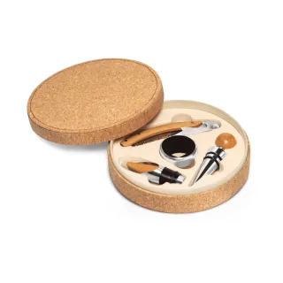 Moreto. Puusta Ja Metallista Valmistettu Viinisetti Korkkirasiassa Natural