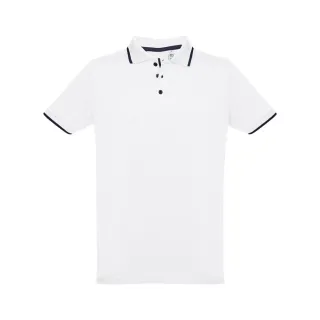 Thc Rome Wh. Miesten Kaksivärinen Puuvillainen Poolopaita. Valkoinen Väri Valkoinen