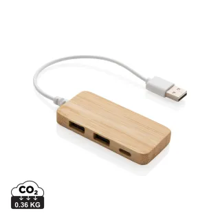 Bambuinen Usb Tyypin C Hub Ruskea