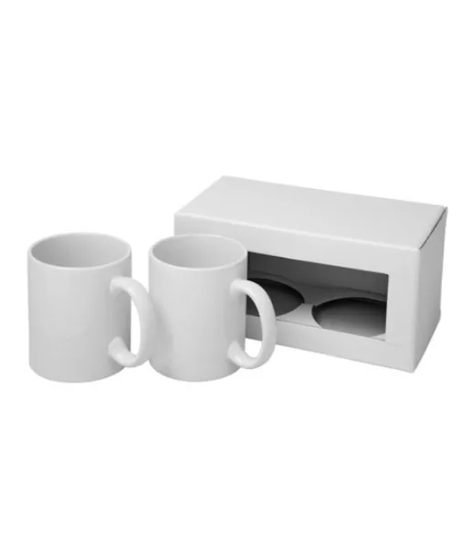 Ceramic-sublimaatiomuki, 2 Kappaleen Lahjapakkaus Valkoinen