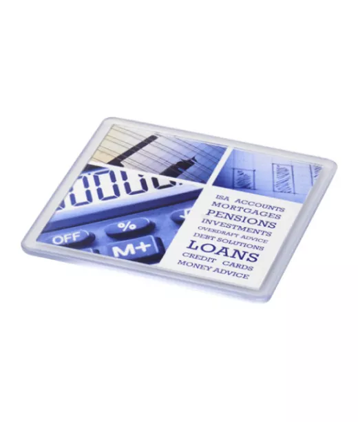 Ellison Neliönmuotoinen Muovinen Lasinalunen, Jossa Paperi Kirkas Läpinäkyvä