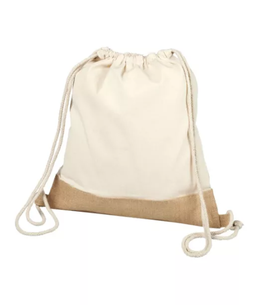 Kiristysnyörillinen Delhi-puuvillajuuttireppu 5l Natural