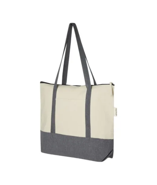 Repose 320 G/m² Kierrätyspuuvillainen Vetoketjullinen Kassi 10 Litraa Natural / Meleerattu Harmaa