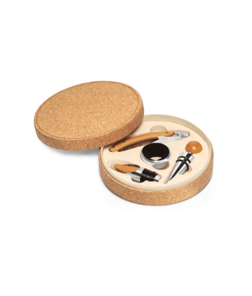 Moreto. Puusta Ja Metallista Valmistettu Viinisetti Korkkirasiassa Natural