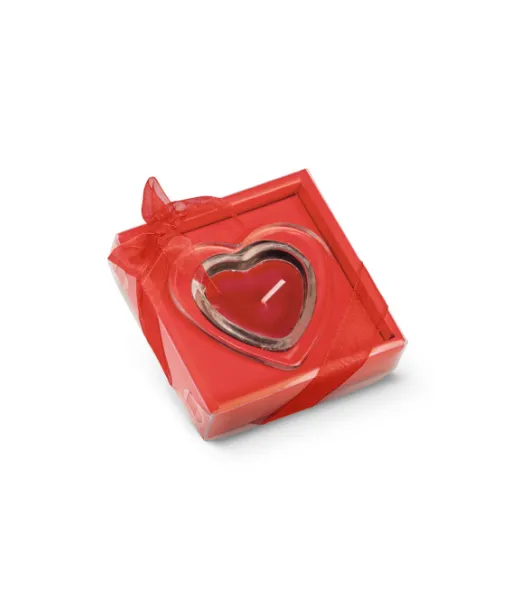 Sweet. Sydämen Muotoinen Kynttilä Ja Lasinen Pohja Punainen