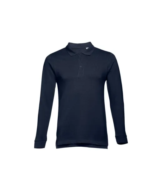 Thc Bern. Miesten Pitkähihainen Poolopaita Karstatusta Puuvillasta Sininen