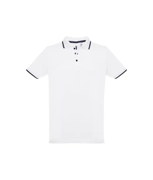 Thc Rome Wh. Miesten Kaksivärinen Puuvillainen Poolopaita. Valkoinen Väri Valkoinen