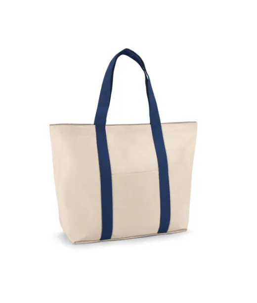 Ville. 100 % Puuvillakankaasta Valmistettu Laukku, Jossa On Etu- Ja Sisätasku (280 G/m²) Sininen