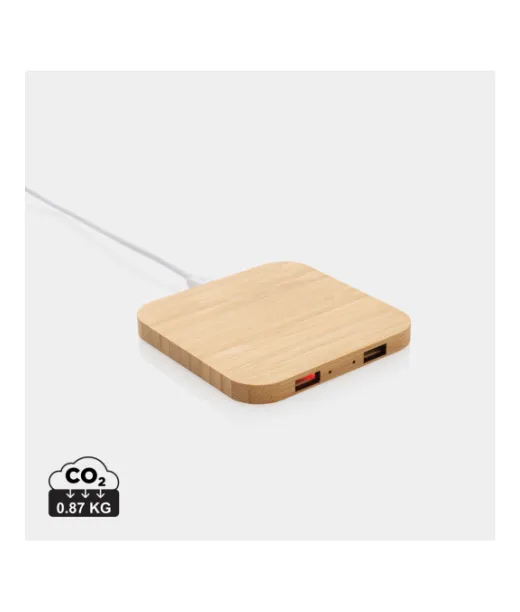 10w Bambuinen Langaton Laturi Usb:llä Ruskea