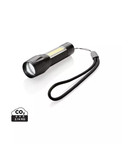 3 W:n Led-taskulamppu Cob-valolla Musta