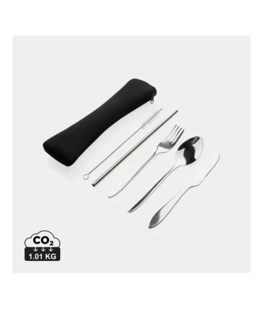 4-osainen Uudelleenkäytettävä Aterinsetti Hopeanvärinen