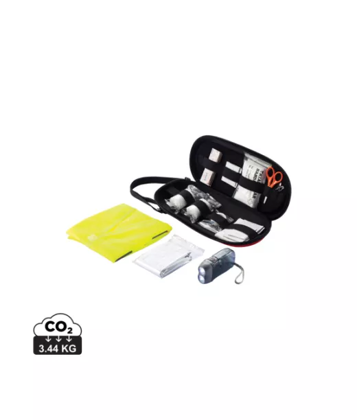 47-osainen Ensiapupakkaus Autoon Punainen, Musta