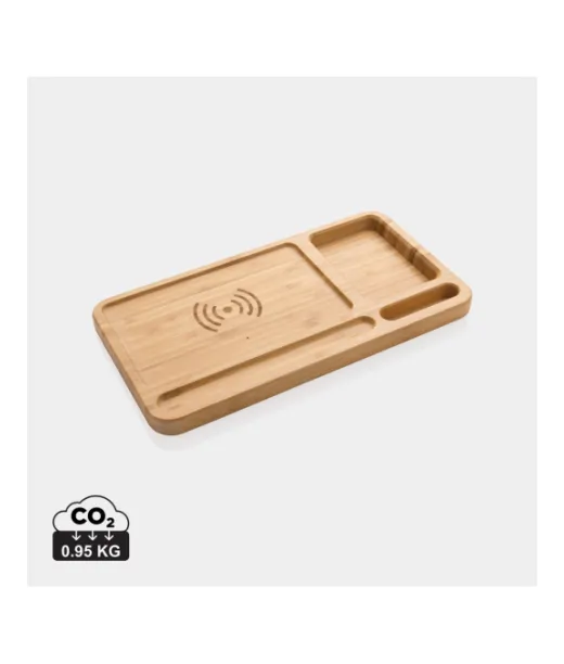 Bambuinen 10w Langaton Laturi Työpöytäjärjestelijällä Ruskea