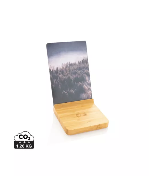 Bambuinen 5w Langaton Laturi Valokuvakehyksellä Ruskea