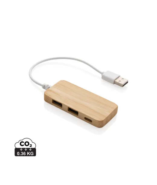 Bambuinen Usb Tyypin C Hub Ruskea