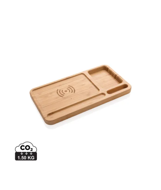 Bambupöytäteline, 5 W:n Langaton Laturi Ruskea