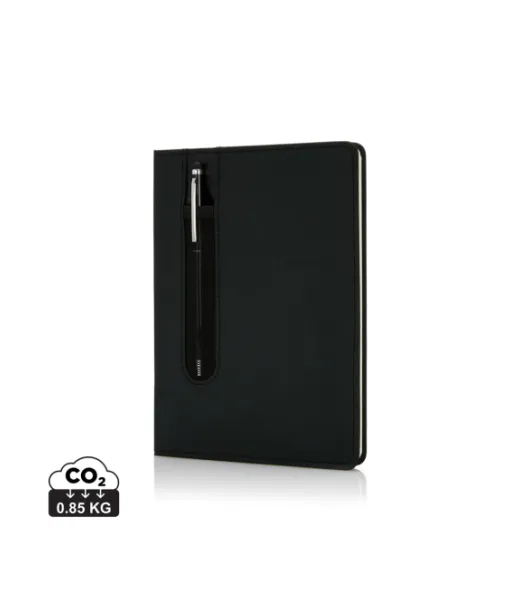 Basic Kovakantinen Pu A5 Muistikirja Osoitinkynällä Musta