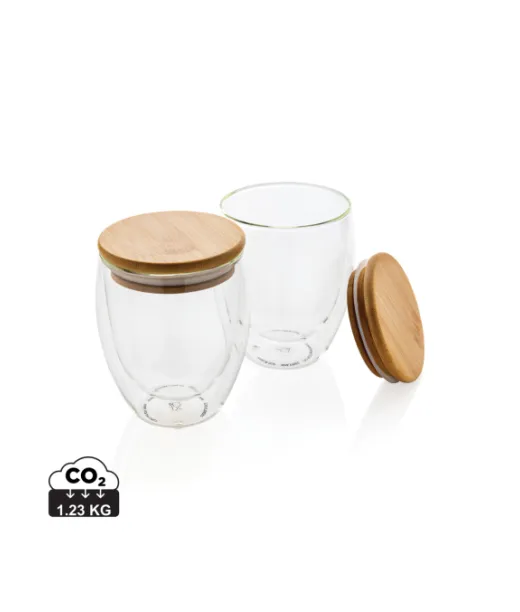 Borosilikaattilasinen Lasi Bambukannella 250 Ml 2kpl Läpinäkyvä