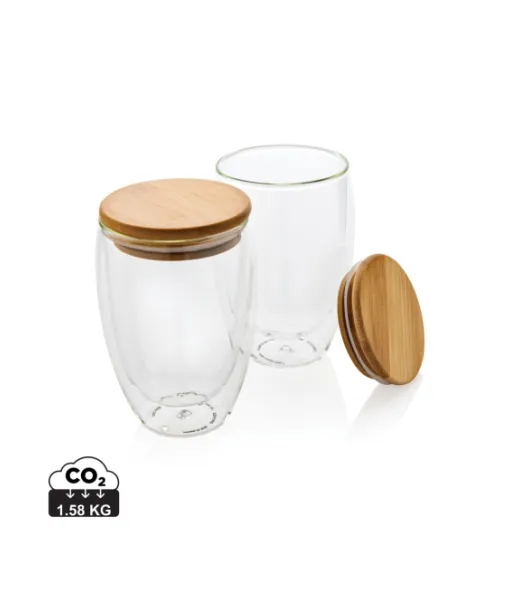 Borosilikaattilasinen Lasi Bambukannella 350ml 2kpl Läpinäkyvä