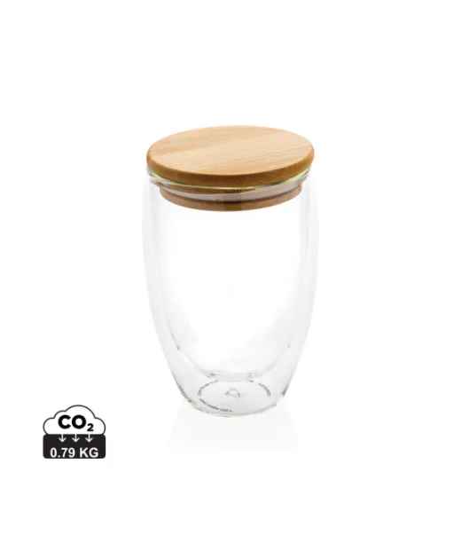 Borosilikaattilasinen Lasi Bambukannella 350ml Läpinäkyvä