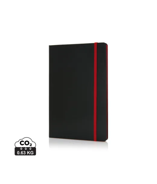 Deluxe Kovakantinen A5 Muistikirja Värillisellä Kyljellä Punainen, Musta