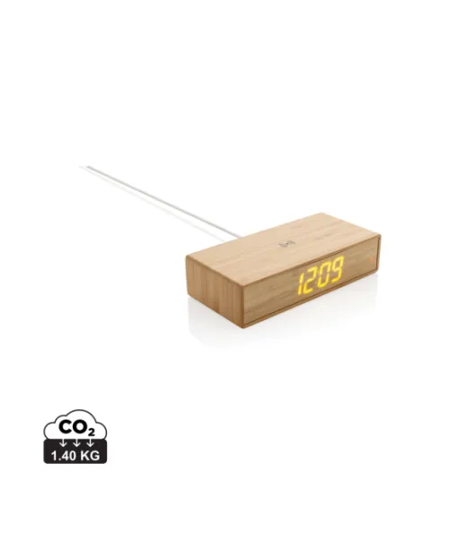 Herätyskello Ja 5w Langaton Laturi Bambusta Ruskea