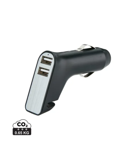 Kahden Portin Autolaturi - Turvavyöleikkuri Ja Ikkunavasara Musta, Hopeanvärinen