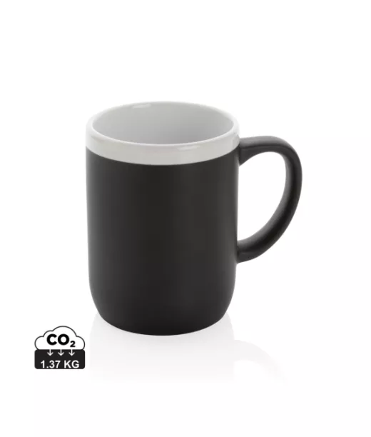 Keraaminen Muki Valkoisella Reunuksella Musta, Valkoinen