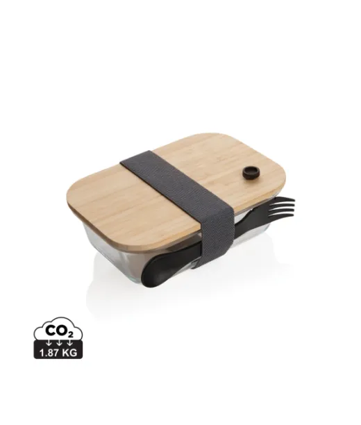 Lasinen Lounasrasia Bambukannella Läpinäkyvä