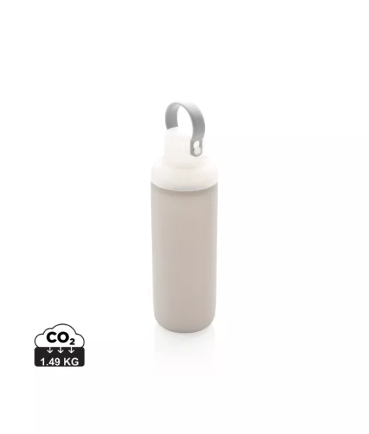 Lasinen Vesipullo Silikonisella Suojuksella Harmaa