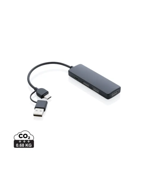 Rcs Usb Hub Tuplaliitännällä Kierrätetystä Muovista Musta