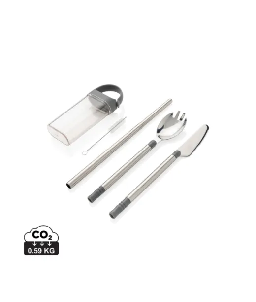 Taskukokoinen On-the-go-aterinsarja Hopeanvärinen, Harmaa