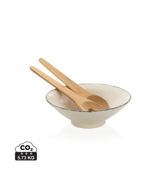 Ukiyo Salaattikulho Bambuisille Salaattiottimilla Valkoinen, Musta