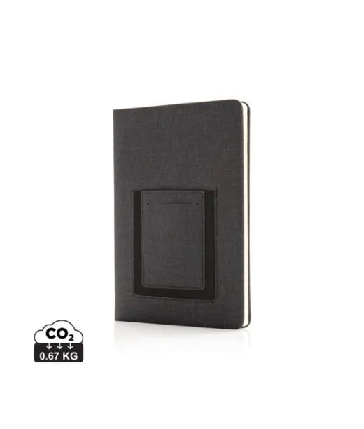 Upea A5-muistikirja Puhelintaskulla Musta