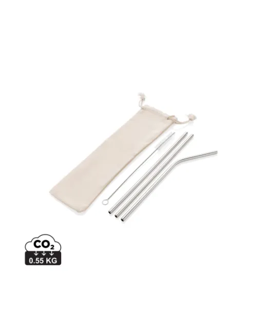 Uudelleenkäytettävä 3-osainen Pillisetti Hopeanvärinen