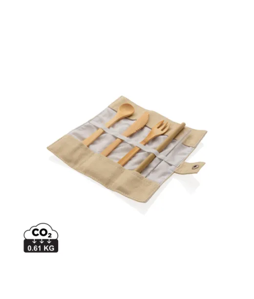 Uudelleenkäytettävä Bambuaterinsarja Valkoinen