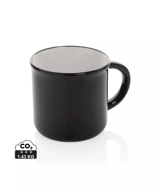 Vintage Keraaminen Muki Musta, Valkoinen