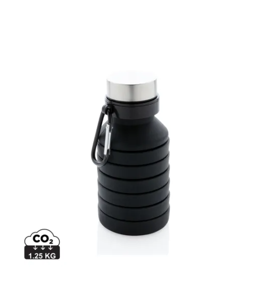 Vuodonkestävä Taitettava Silikonipullo Kannella Musta